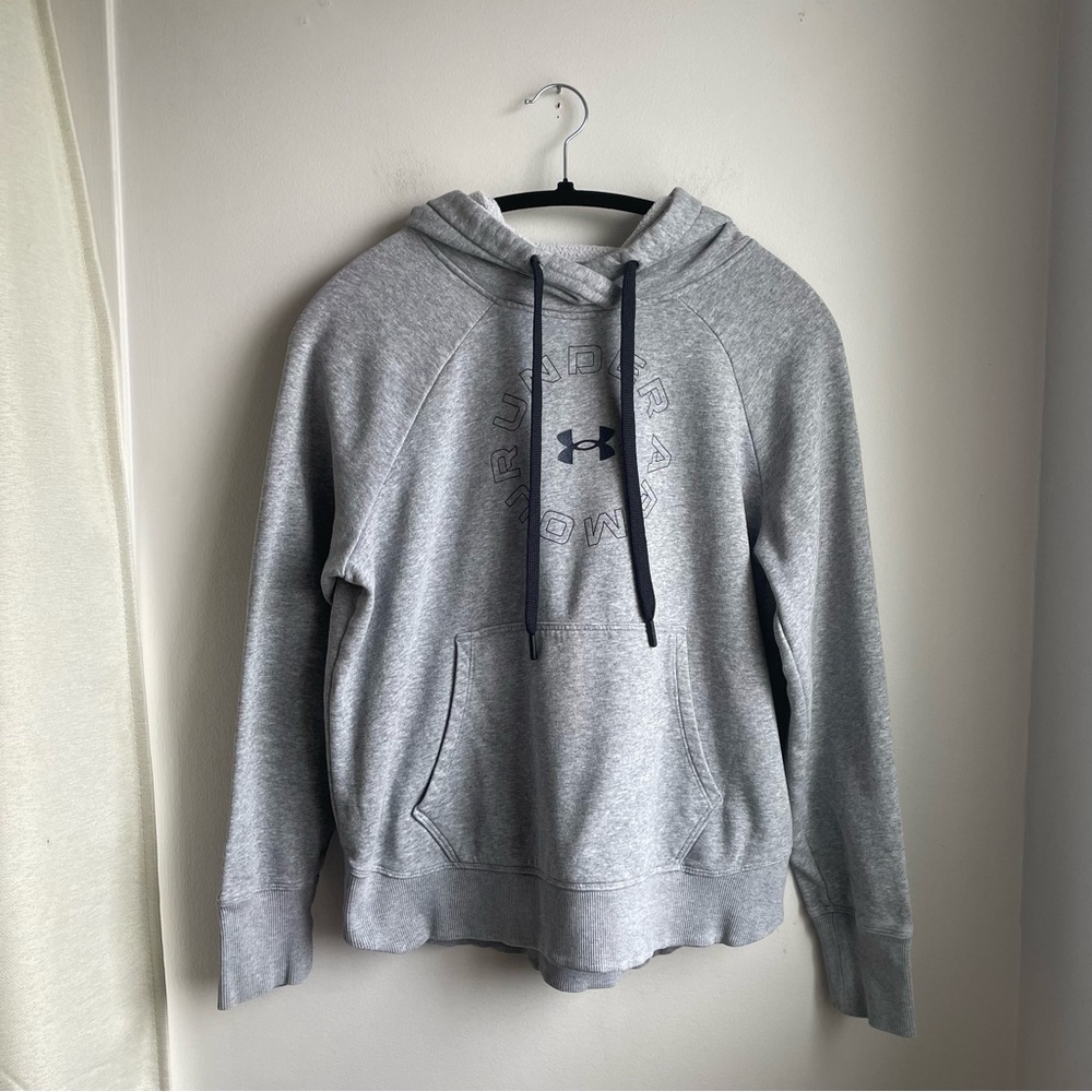 Under Armour-Grey Hoodie w/ black metallic/shimmer Logo-size S